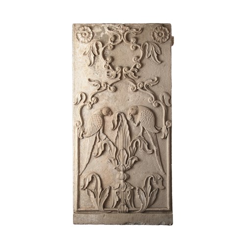Indian Relief Carved Sandstone Architectural Rectangular Panel